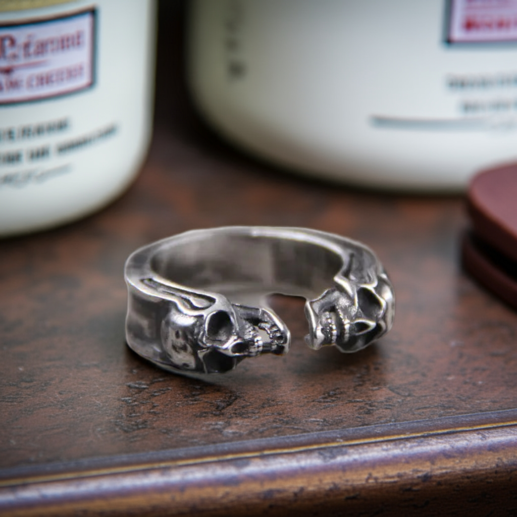 925 Thai Silver Engraved Skull Ring