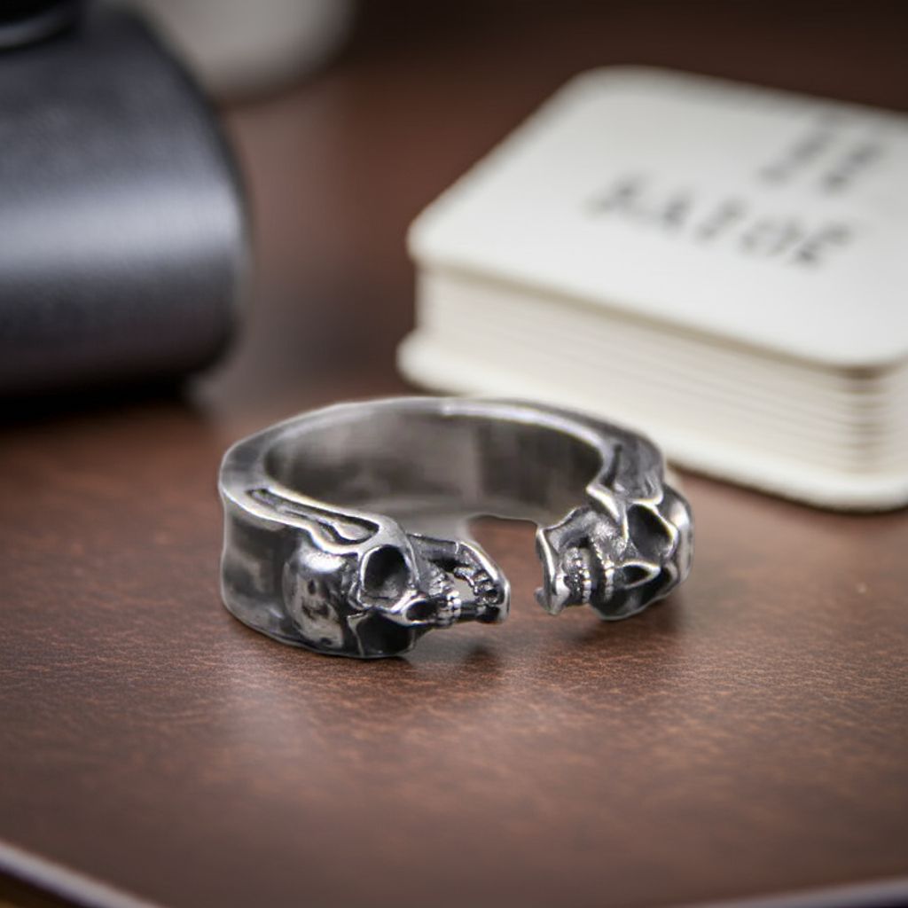 925 Thai Silver Engraved Skull Ring