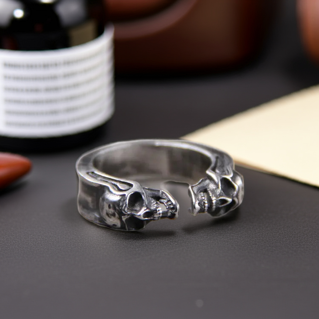 925 Thai Silver Engraved Skull Ring