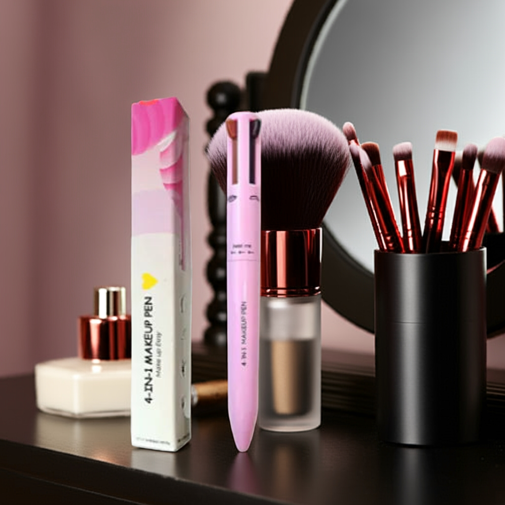 4-in-1 Cosmetic Brush – Highlight, Lip, Eye & Brow Pencil